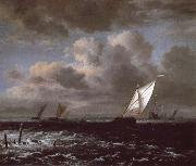 Jacob van Ruisdael Sailing vessels in a Fresh Breeze oil
